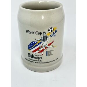 Vtg Bitburger USA 94 SOCCER WORLD CUP German Beer Mug Stein Stoneware 0.5l